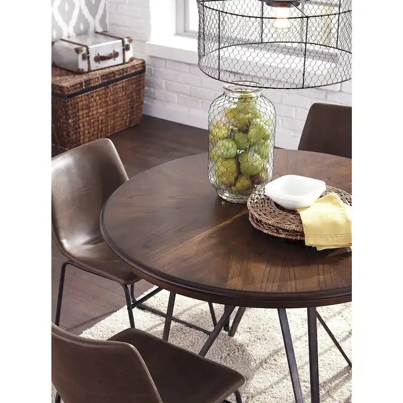 Mesa de comedor con base de metal tubular