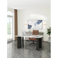 Mesa de Comedor Rectangular de Imitación Mármol Blanco - Mármol Blanco