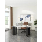 Mesa de Comedor Rectangular de Imitación Mármol Blanco - Mármol Blanco