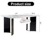 Mesa de Comedor Rectangular de Imitación Mármol Blanco - Mármol Blanco
