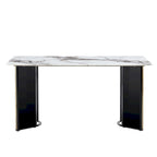 Mesa de Comedor Rectangular de Imitación Mármol Blanco - Mármol Blanco