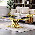 Mesa de centro moderna de 48" rectangular con base en X, mesas de centro tipo pedestal para sala de estar