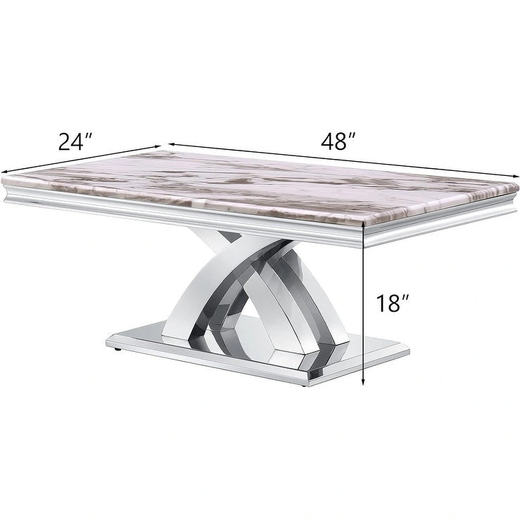 Mesa de centro moderna de 48" rectangular con base en X, mesas de centro tipo pedestal para sala de estar