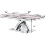 Mesa de centro moderna de 48" rectangular con base en X, mesas de centro tipo pedestal para sala de estar