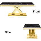 Mesa de centro moderna de 48" rectangular con base en X, mesas de centro tipo pedestal para sala de estar