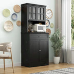 Mueble tipo bufé con vitrina, despensa de cocina, armario de almacenamiento, aparador blanco