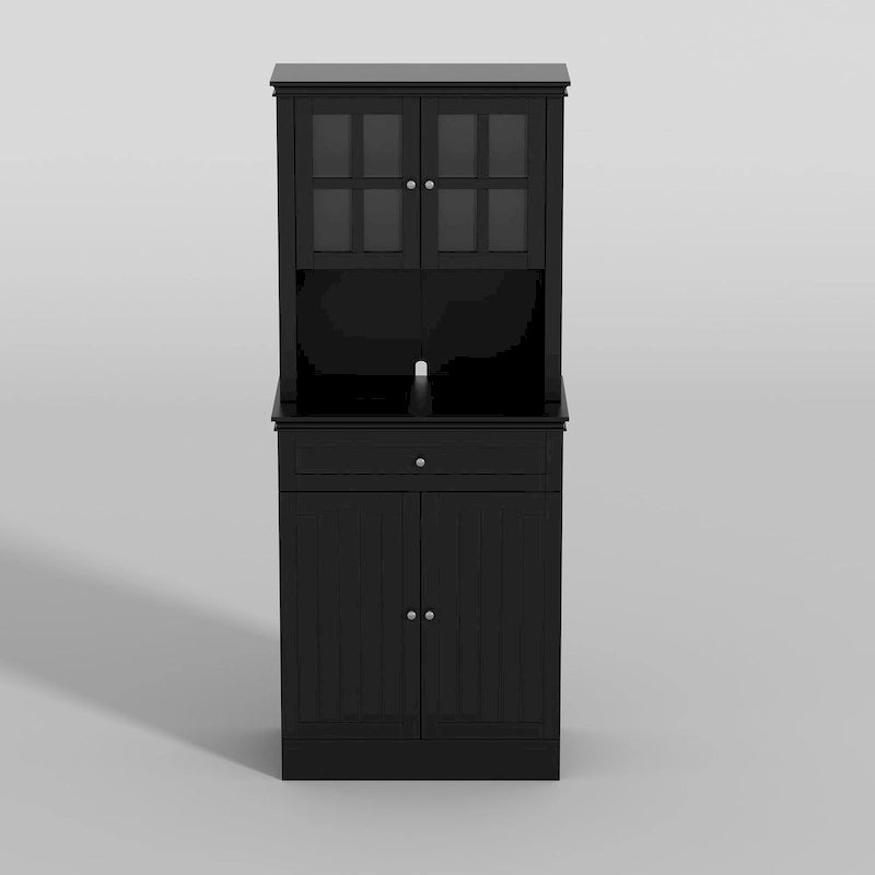 Mueble tipo bufé con vitrina, despensa de cocina, armario de almacenamiento, aparador blanco