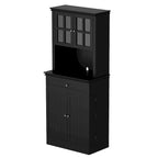 Mueble tipo bufé con vitrina, despensa de cocina, armario de almacenamiento, aparador blanco