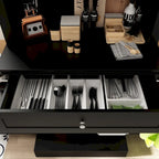 Mueble tipo bufé con vitrina, despensa de cocina, armario de almacenamiento, aparador blanco