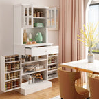 Mueble tipo bufé con vitrina, despensa de cocina, armario de almacenamiento, aparador blanco