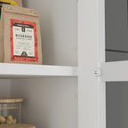Mueble tipo bufé con vitrina, despensa de cocina, armario de almacenamiento, aparador blanco