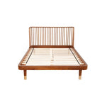 Cama de plataforma de madera en nogal oscuro
