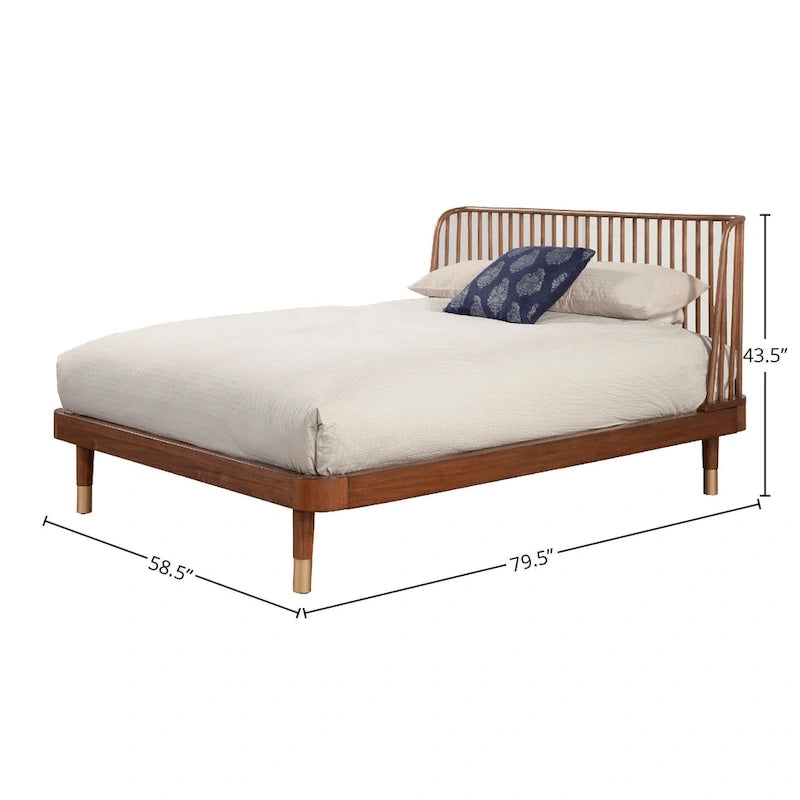 Cama de plataforma de madera en nogal oscuro