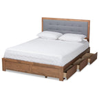 Cama con almacenaje de 3 cajones estilo moderno de mediados de siglo