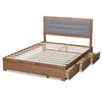 Cama con almacenaje de 3 cajones estilo moderno de mediados de siglo
