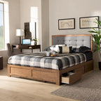 Cama con almacenaje de 3 cajones estilo moderno de mediados de siglo