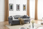 [Video] 79 Chesterfield Sofa Grey Velvet for Living Room, 3 Seater Sofa Tufted Couch with Rolled Arms and Nailhead for Living R