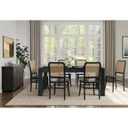 Mesa de comedor rectangular de 75 pulgadas con patas cuadradas