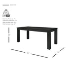 Mesa de comedor rectangular de 75 pulgadas con patas cuadradas