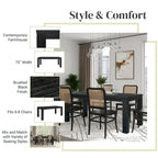 Mesa de comedor rectangular de 75 pulgadas con patas cuadradas