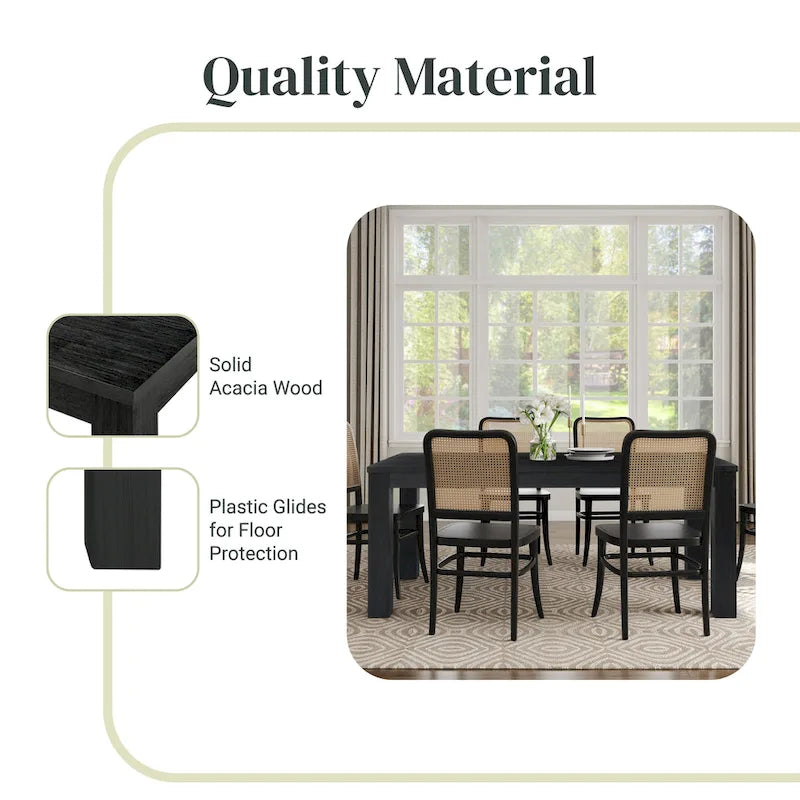 Mesa de comedor rectangular de 75 pulgadas con patas cuadradas