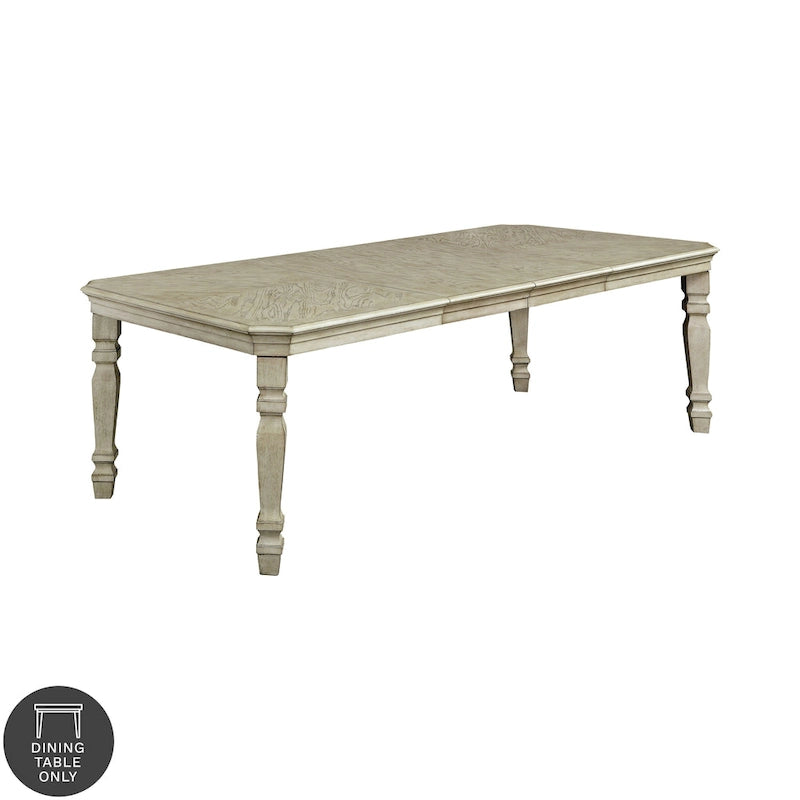 Mesa de comedor extensible de madera blanca de 100 pulgadas