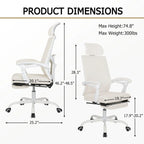 Silla de oficina ergonómica con reposapiés, giratoria y de malla para tareas de oficina
