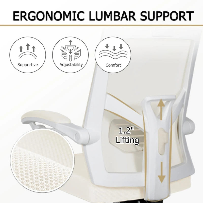 Silla de oficina ergonómica con reposapiés, giratoria y de malla para tareas de oficina
