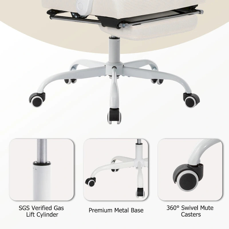 Silla de oficina ergonómica con reposapiés, giratoria y de malla para tareas de oficina