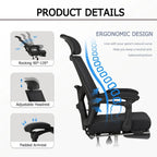 Silla de oficina ergonómica con reposapiés, giratoria y de malla para tareas de oficina