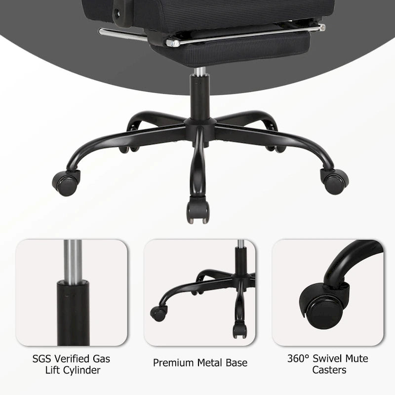 Silla de oficina ergonómica con reposapiés, giratoria y de malla para tareas de oficina