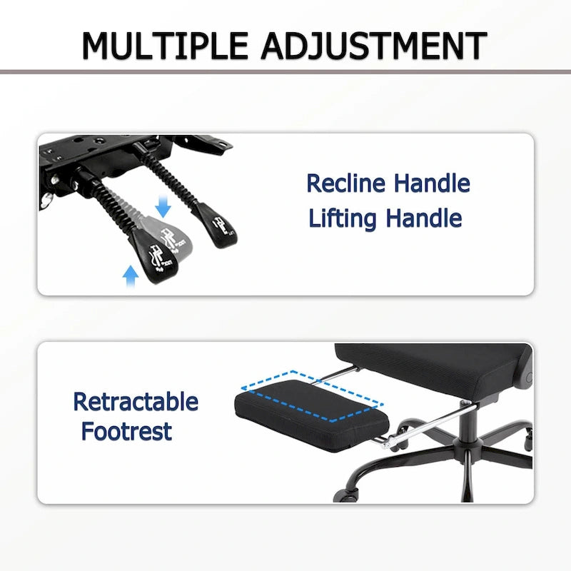 Silla de oficina ergonómica con reposapiés, giratoria y de malla para tareas de oficina