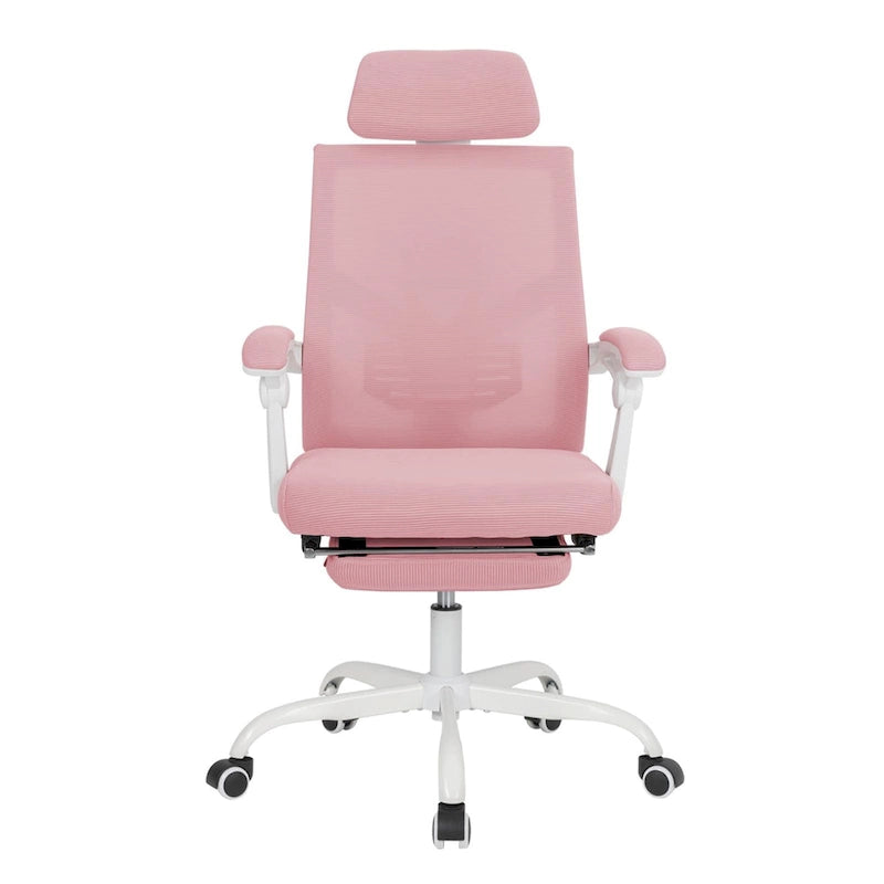 Silla de oficina ergonómica con reposapiés, giratoria y de malla para tareas de oficina
