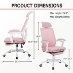 Silla de oficina ergonómica con reposapiés, giratoria y de malla para tareas de oficina