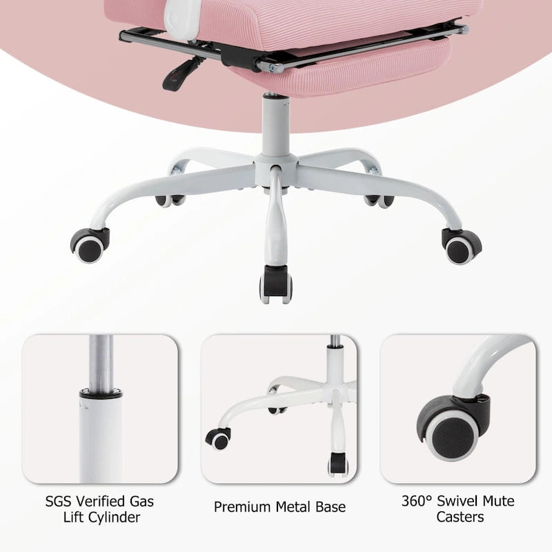 Silla de oficina ergonómica con reposapiés, giratoria y de malla para tareas de oficina