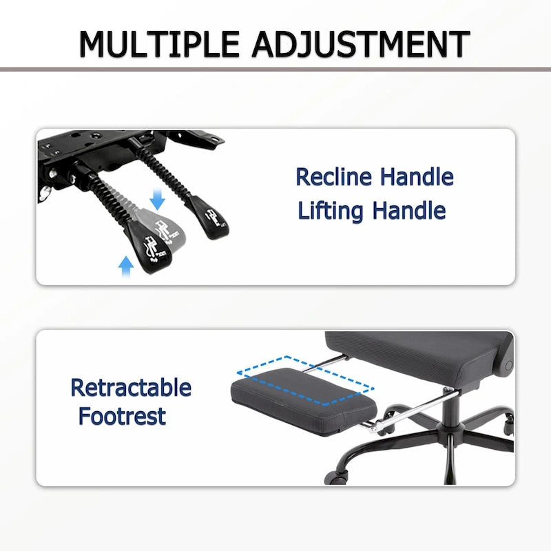 Silla de oficina ergonómica con reposapiés, giratoria y de malla para tareas de oficina