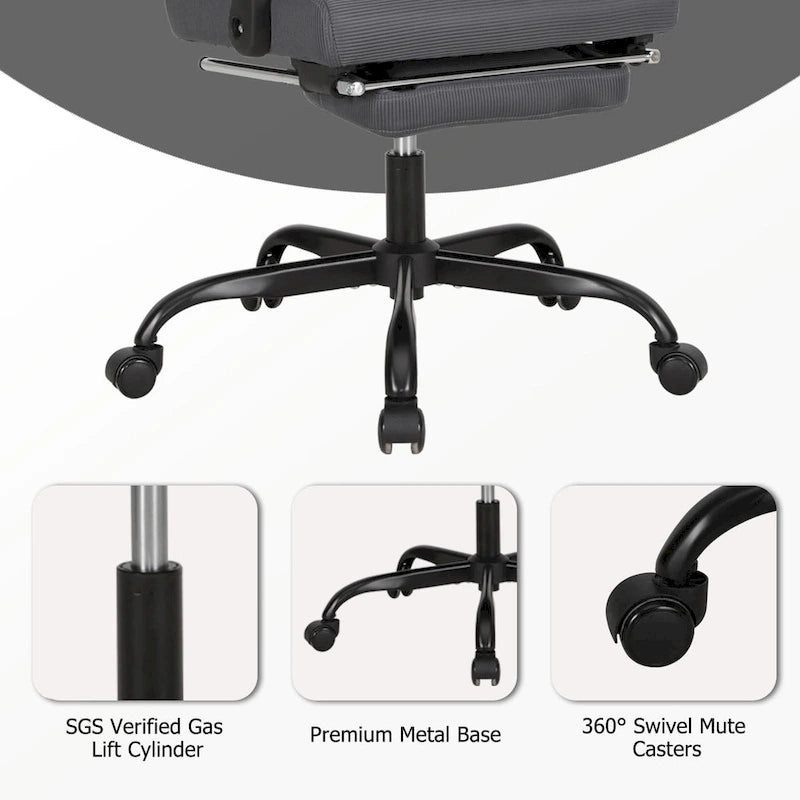 Silla de oficina ergonómica con reposapiés, giratoria y de malla para tareas de oficina