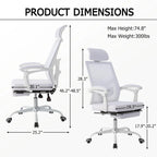 Silla de oficina ergonómica con reposapiés, giratoria y de malla para tareas de oficina