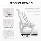 Silla de oficina ergonómica con reposapiés, giratoria y de malla para tareas de oficina
