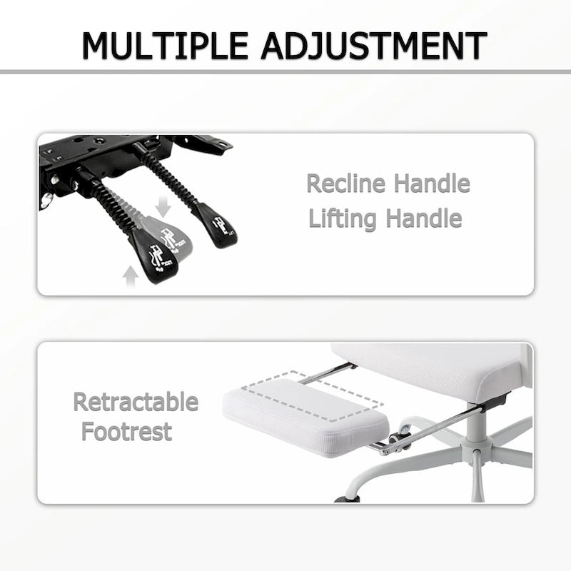 Silla de oficina ergonómica con reposapiés, giratoria y de malla para tareas de oficina