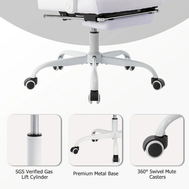 Silla de oficina ergonómica con reposapiés, giratoria y de malla para tareas de oficina