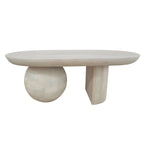 Mesa de centro de 38 pulgadas, tapa oblonga de madera de mango con patas esféricas modernas
