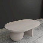 Mesa de centro de 38 pulgadas, tapa oblonga de madera de mango con patas esféricas modernas