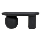 Mesa de centro de 38 pulgadas, tapa oblonga de madera de mango con patas esféricas modernas
