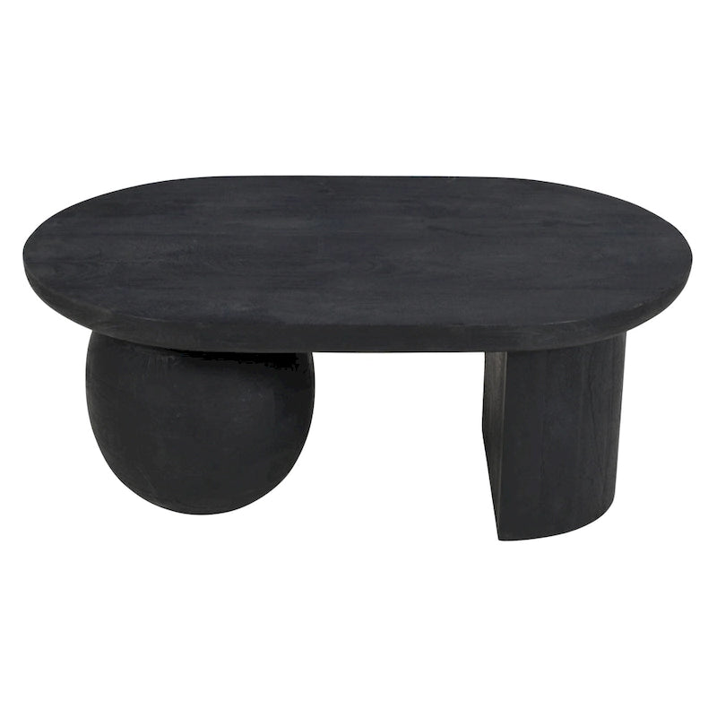 Mesa de centro de 38 pulgadas, tapa oblonga de madera de mango con patas esféricas modernas