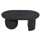 Mesa de centro de 38 pulgadas, tapa oblonga de madera de mango con patas esféricas modernas