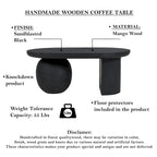 Mesa de centro de 38 pulgadas, tapa oblonga de madera de mango con patas esféricas modernas