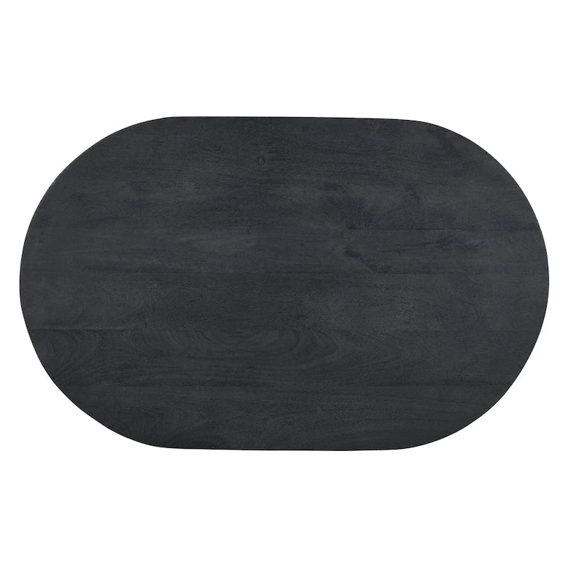 Mesa de centro de 38 pulgadas, tapa oblonga de madera de mango con patas esféricas modernas