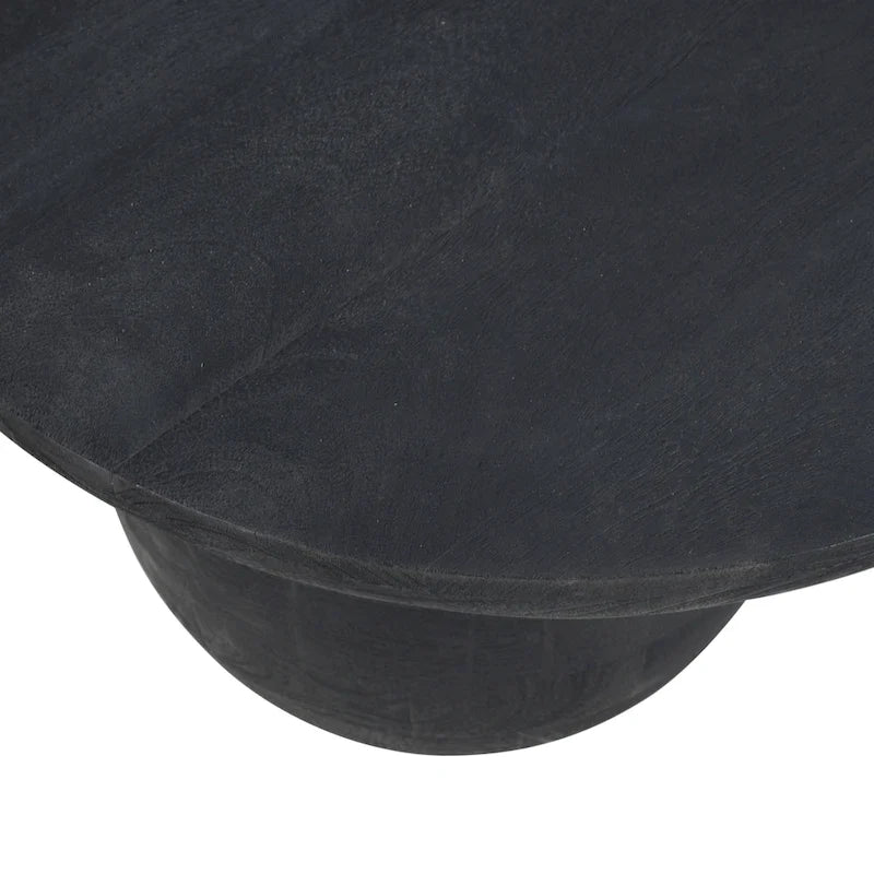 Mesa de centro de 38 pulgadas, tapa oblonga de madera de mango con patas esféricas modernas