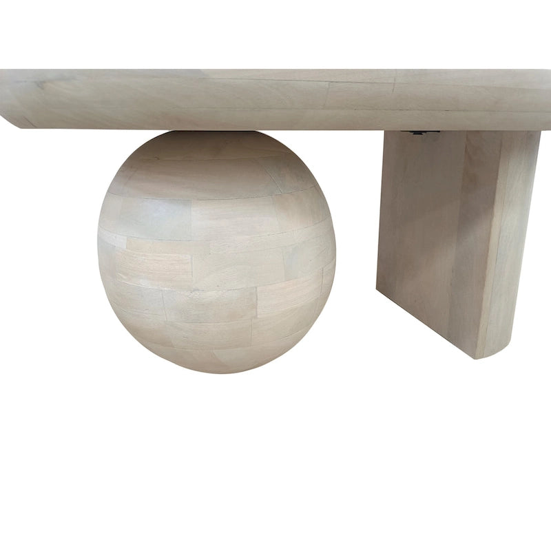 Mesa de centro de 38 pulgadas, tapa oblonga de madera de mango con patas esféricas modernas